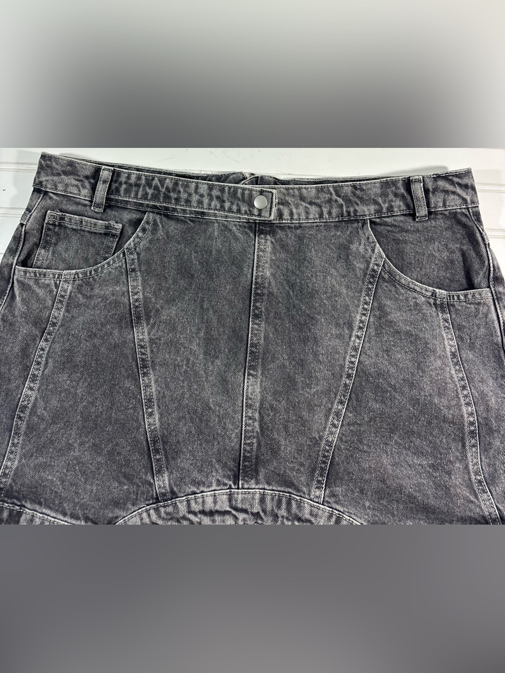 Pretty Little Things Plus Curved Hem Denim Mini Skirt Cotton Womens Size 12 - Picture 6 of 16